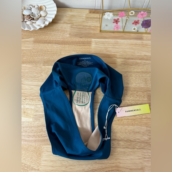 NWT Summersalt The High Leg Mid Rise Bikini Bottom In Blue Size 10 Beach Summer - Picture 4 of 11